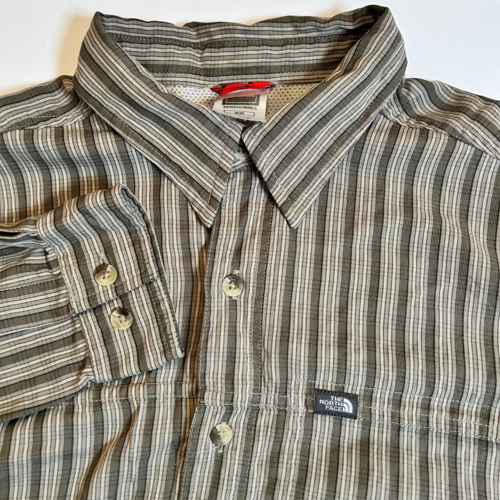 The North Face‎ Mens Striped Long Sleeve Button Down Shirt Medium M Taupe Hiking
